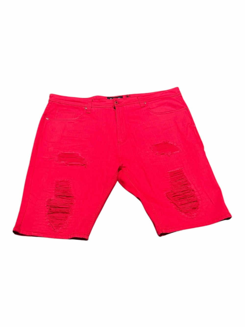 MAKOBI Men's Distressed Red  Denim Jean Shorts